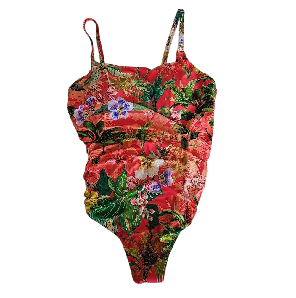 JANTZEN Tropical Print One-Piece Swimsuit Sz 16 NWT